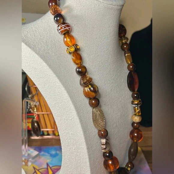 “Sienna Sunset” Artisan Beaded Necklace & Earring Set - Picture 8 of 11